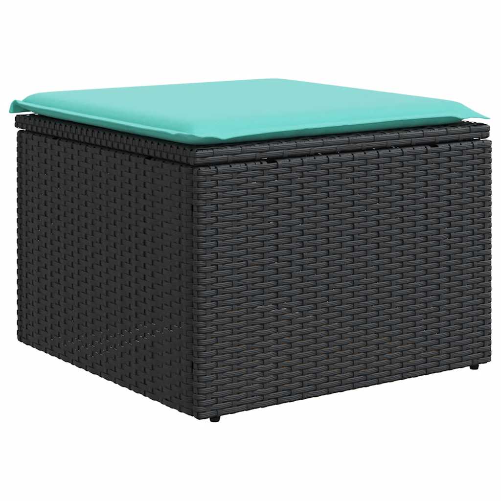 8-teiliges Gartensofa-Set mit Kissen, schwarzes Polyrattan