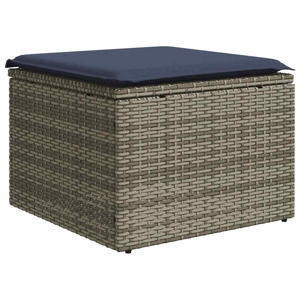 8-teiliges Gartensofa-Set mit Kissen, grau, Polyrattan