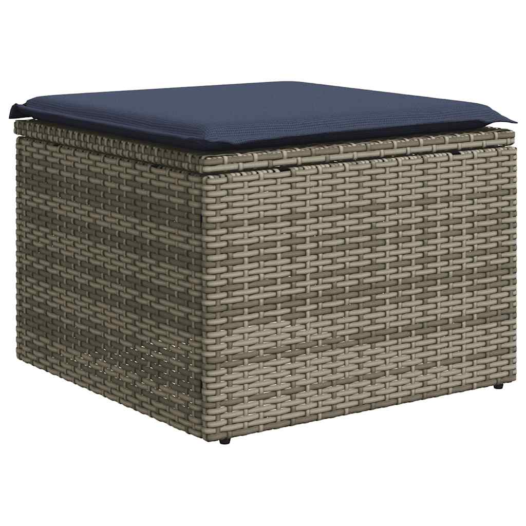6-teiliges Gartensofa-Set mit Kissen, grau, Polyrattan