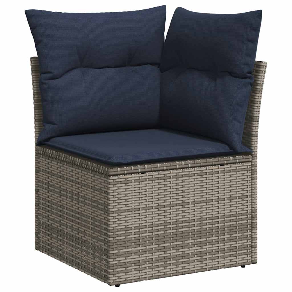 6-teiliges Gartensofa-Set mit Kissen, grau, Polyrattan