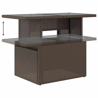 7-teiliges Gartensofa-Set mit Kissen, braun, Polyrattan