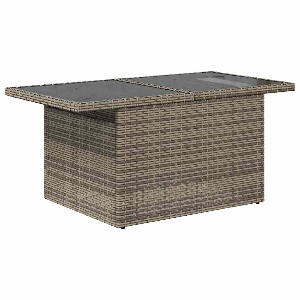 10-teiliges Gartensofa-Set mit Kissen, grau, Polyrattan