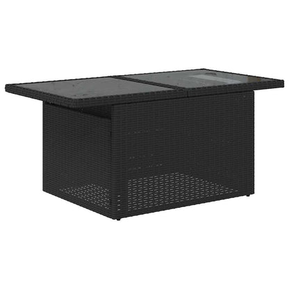 10-teiliges Gartensofa-Set mit Kissen, schwarzes Polyrattan