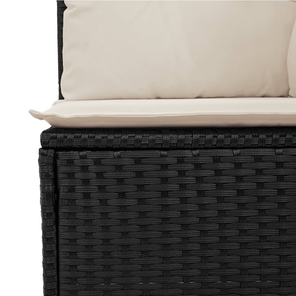 5-tlg. Garten-Lounge-Set mit Kissen Schwarz Poly Rattan