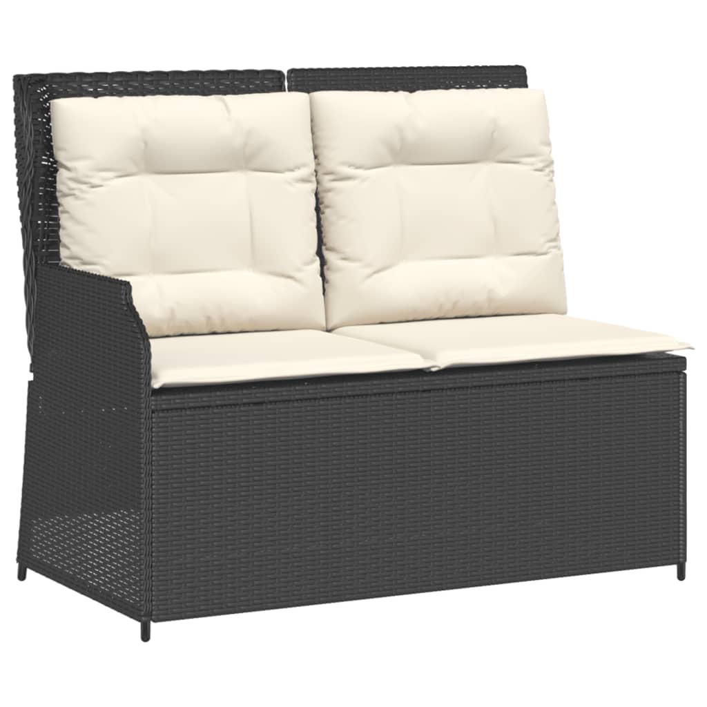 3-tlg. Garten-Sofagarnitur mit Kissen Schwarz Poly Rattan