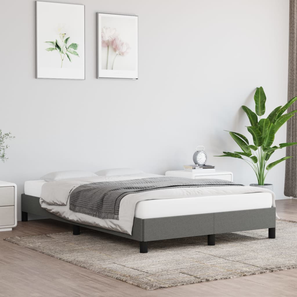 Bettgestell ohne Matratze Dunkelgrau 120x190 cm Stoff