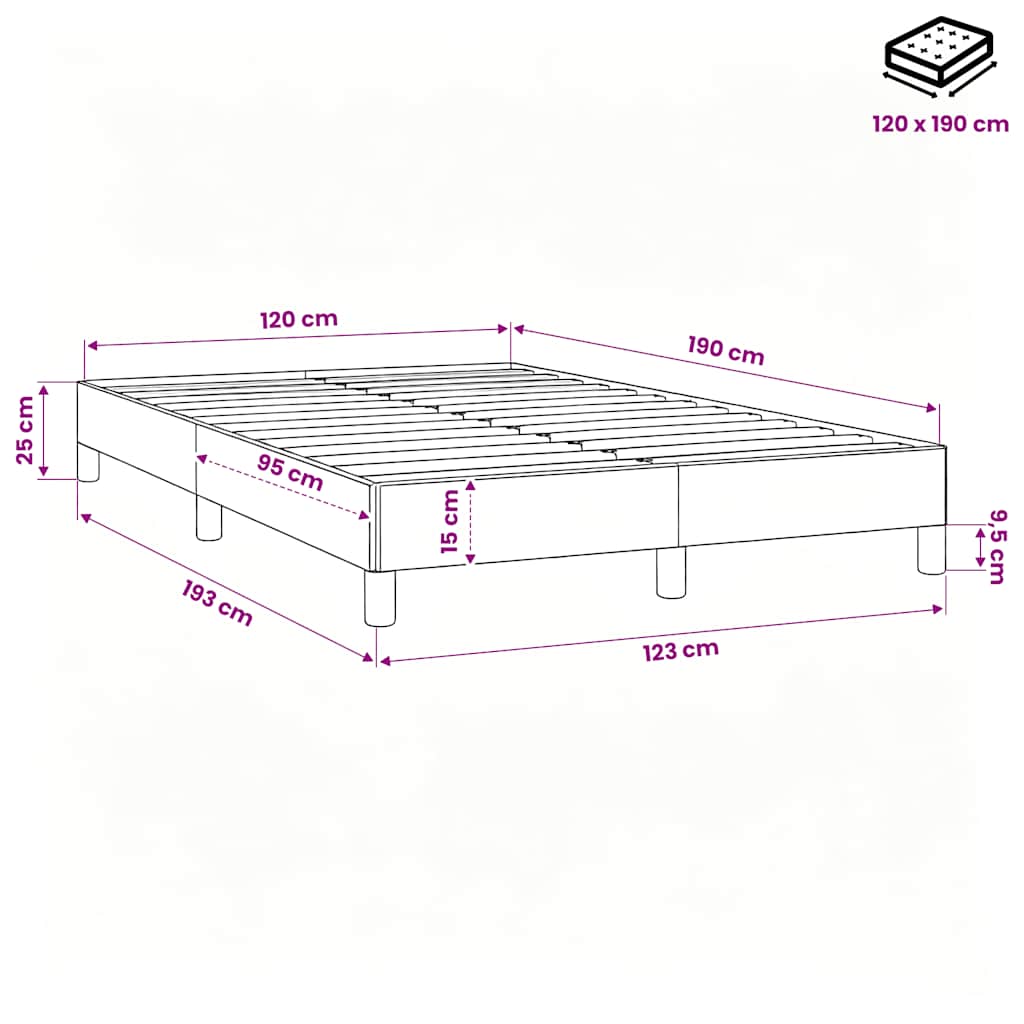 Bettgestell ohne Matratze Blau 120x190 cm Stoff