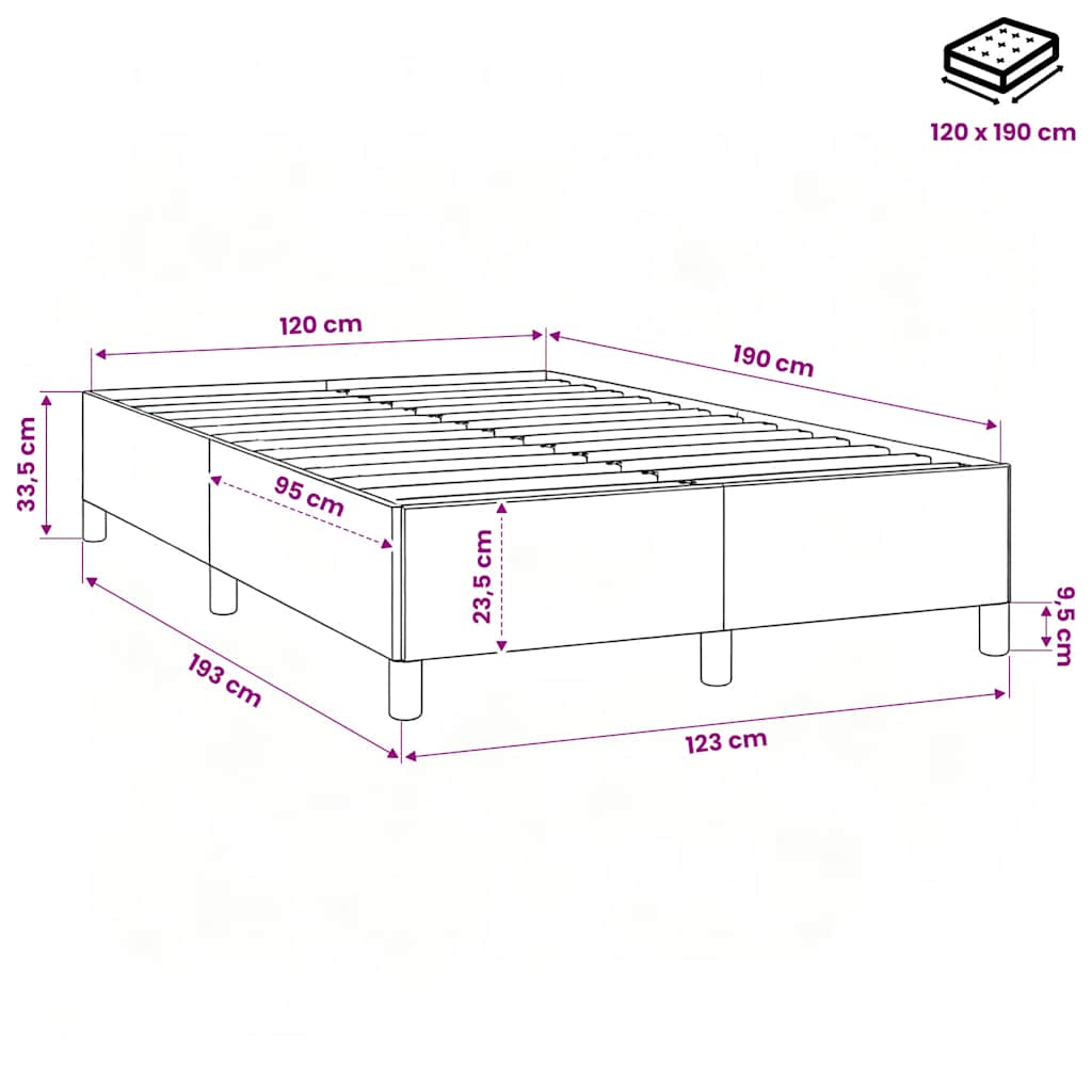 Bettgestell ohne Matratze Hellgrau 120x190 cm Stoff