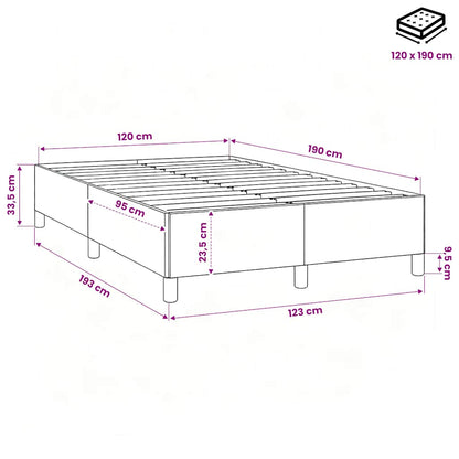 Bettgestell ohne Matratze Hellgrau 120x190 cm Stoff