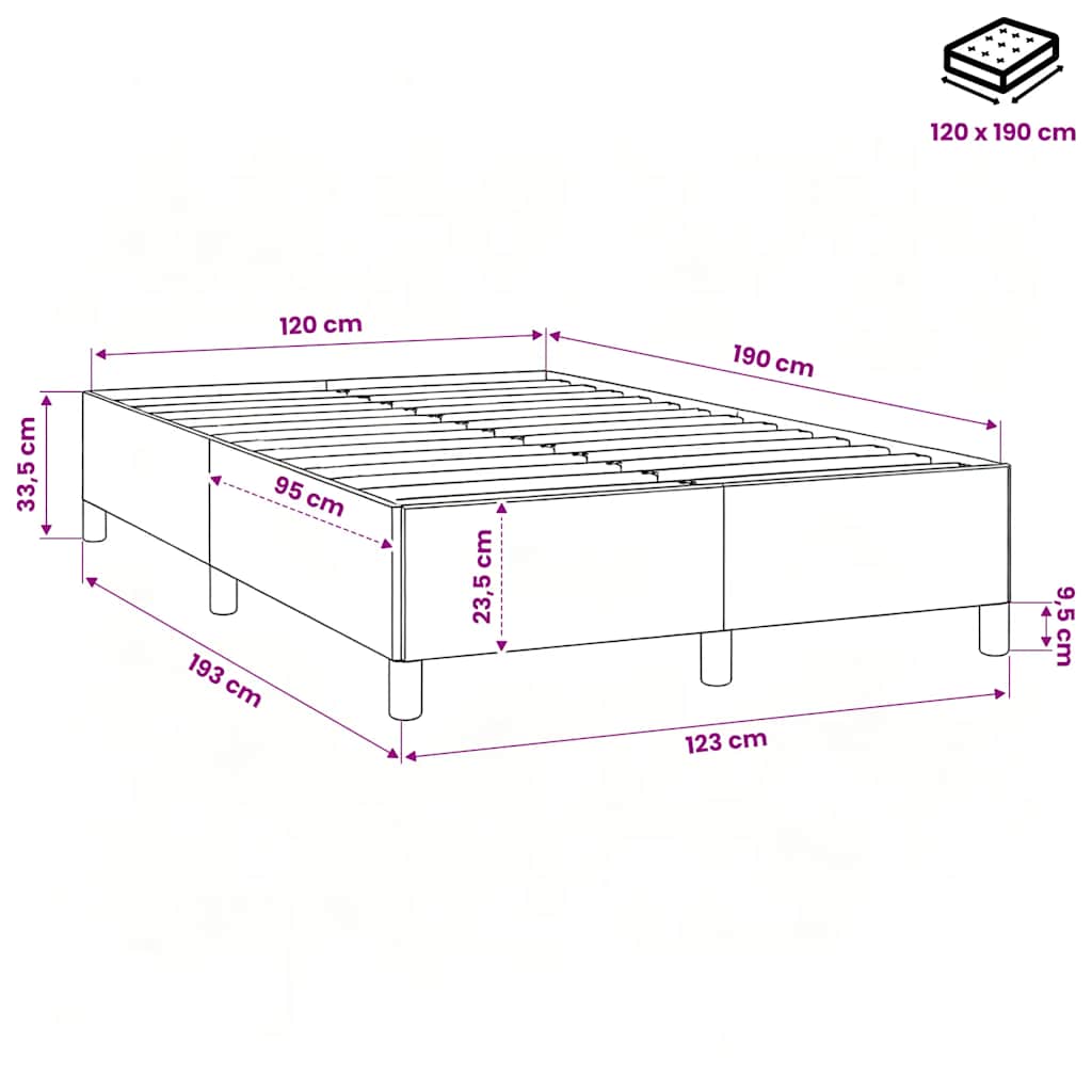 Bettgestell ohne Matratze Blau 120x190 cm Stoff