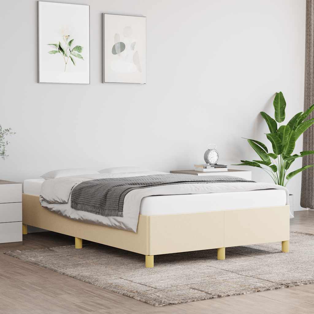 Bettgestell ohne Matratze Creme 120x190 cm Stoff