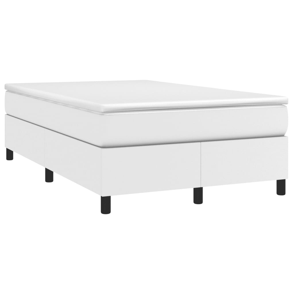Boxspringbett mit Matratze Weiß 120x190 cm Kunstleder