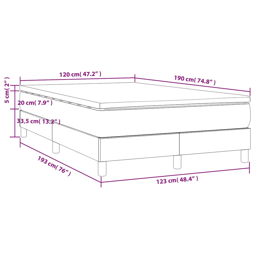 Boxspringbett mit Matratze Dunkelblau 120x190 cm Samt