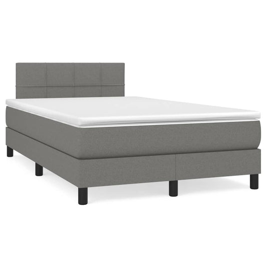 Lit à sommier tapissier avec matelas en tissu gris foncé 120x190 cm