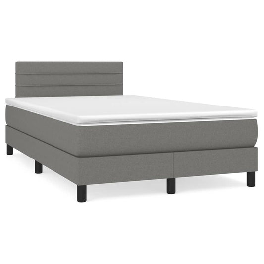 Lit à sommier tapissier avec matelas en tissu gris foncé 120x190 cm