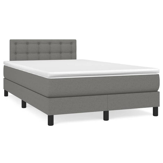 Lit à sommier tapissier avec matelas en tissu gris foncé 120x190 cm