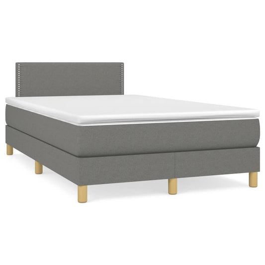 Lit à sommier tapissier avec matelas en tissu gris foncé 120x190 cm