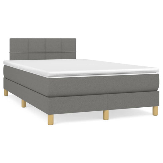 Lit à sommier tapissier avec matelas en tissu gris foncé 120x190 cm