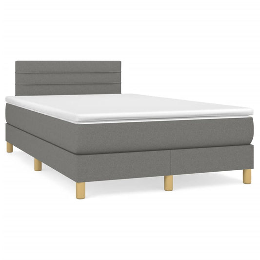 Lit à sommier tapissier avec matelas en tissu gris foncé 120x190 cm