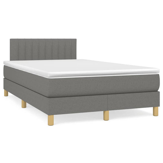 Lit à sommier tapissier avec matelas en tissu gris foncé 120x190 cm