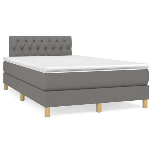 Lit à sommier tapissier avec matelas en tissu gris foncé 120x190 cm