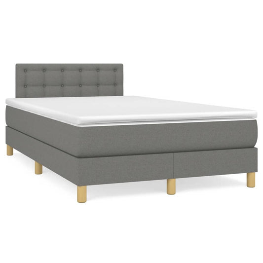 Lit à sommier tapissier avec matelas en tissu gris foncé 120x190 cm