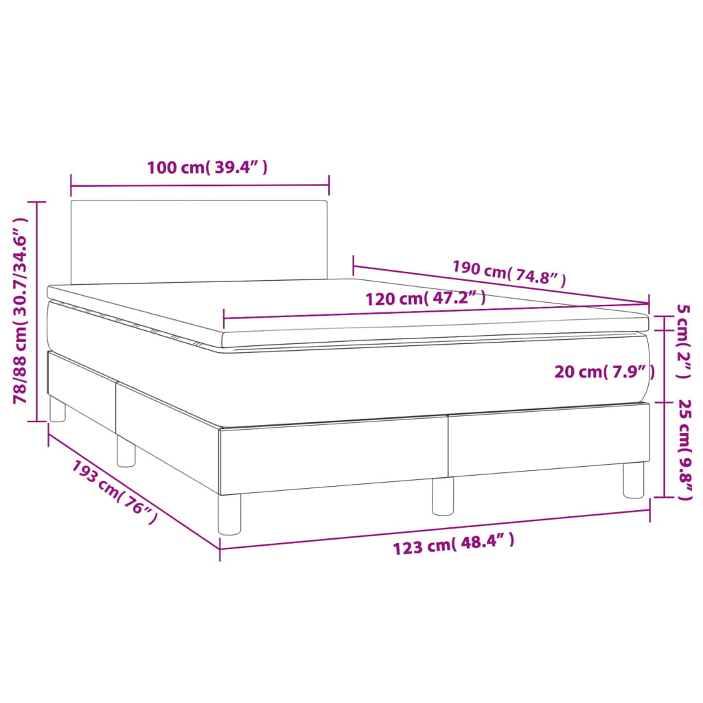 Boxspringbett mit Matratze Grau 120x190 cm Kunstleder