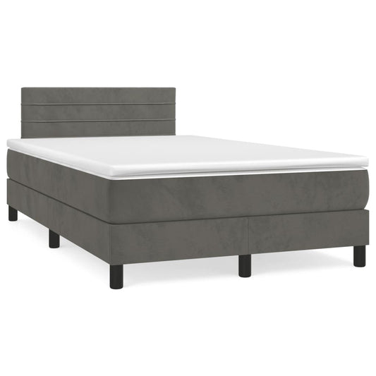 Lit à sommier tapissier avec matelas gris foncé 120x190 cm velours