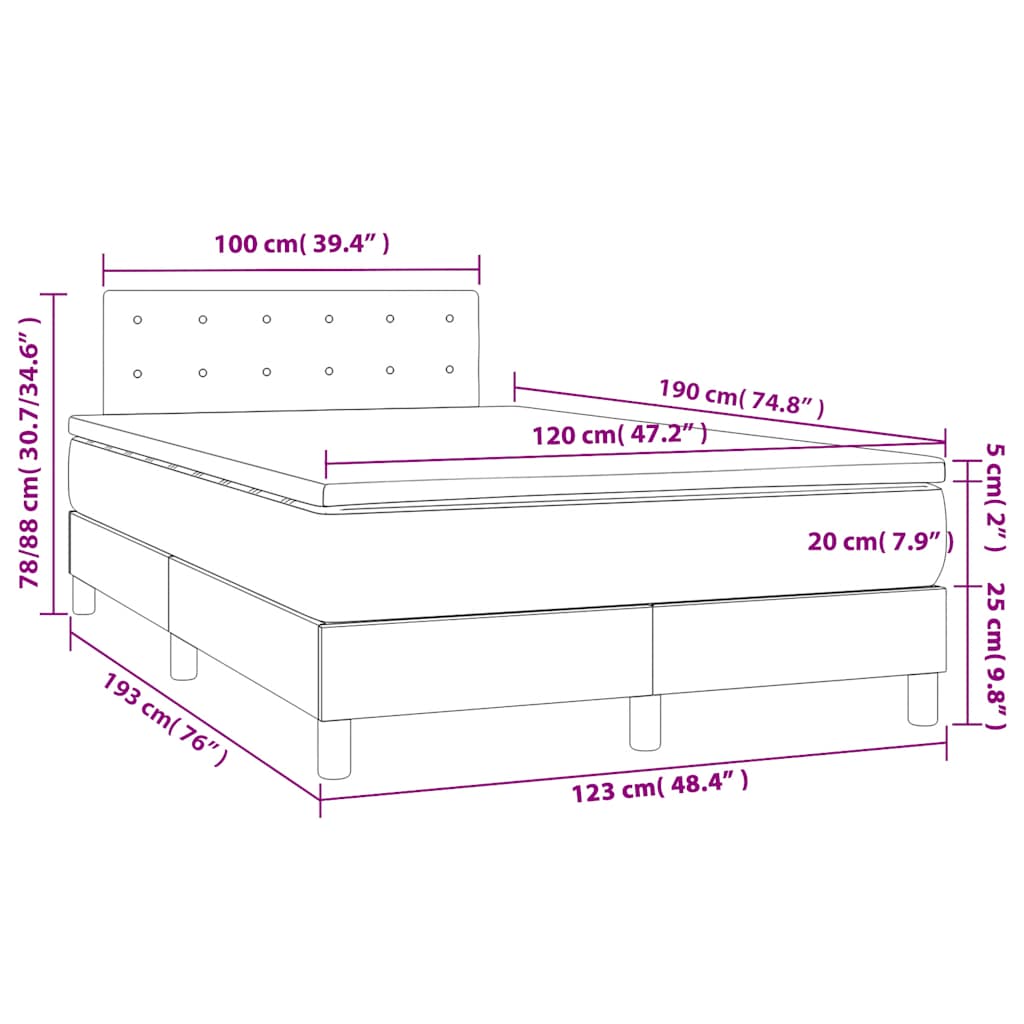 Boxspringbett mit Matratze Dunkelblau 120x190 cm Samt