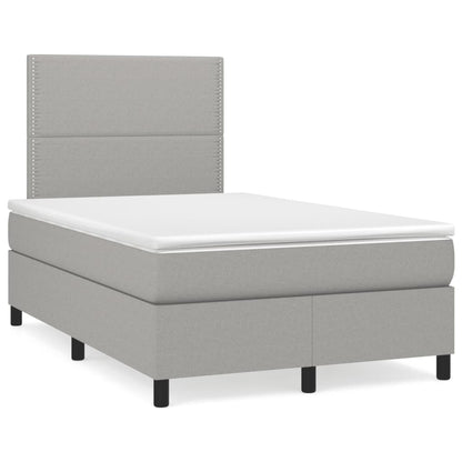 Boxspringbett mit Matratze Hellgrau 120x190 cm Stoff