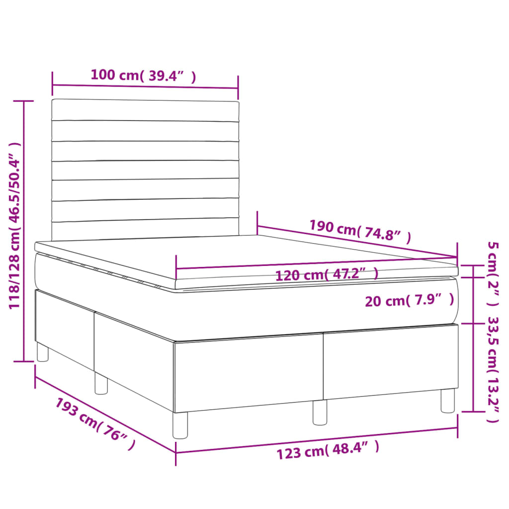 Boxspringbett mit Matratze Dunkelgrau 120x190 cm Stoff