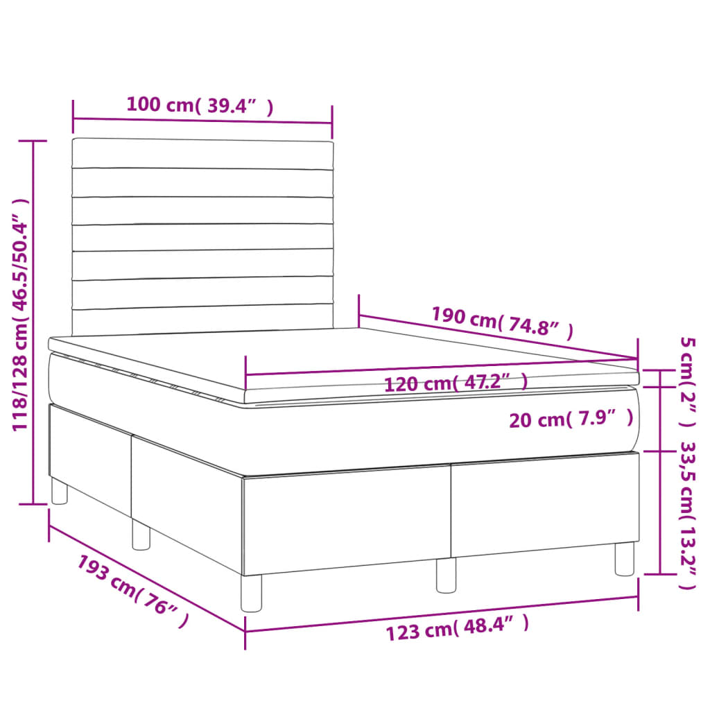 Boxspringbett mit Matratze Taupe 120x190 cm Stoff