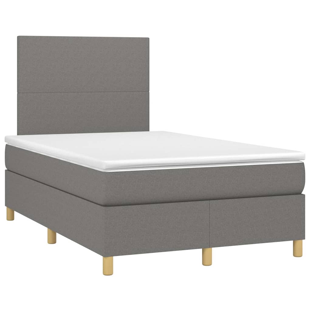 Lit à sommier tapissier avec matelas en tissu gris foncé 120x190 cm