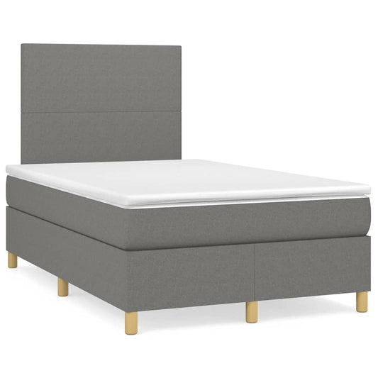 Lit à sommier tapissier avec matelas en tissu gris foncé 120x190 cm