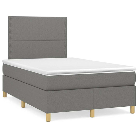 Lit à sommier tapissier avec matelas en tissu gris foncé 120x190 cm