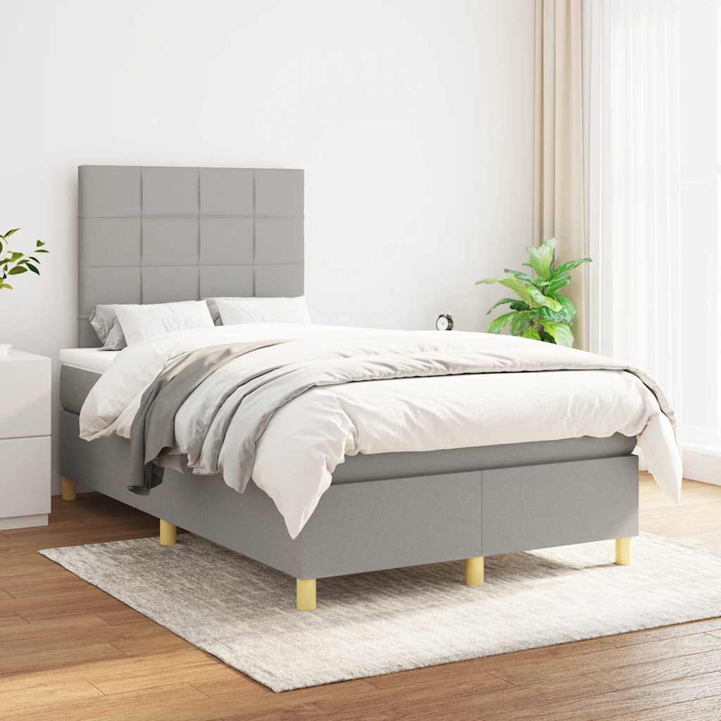 Boxspringbett mit Matratze Hellgrau 120x190 cm Stoff