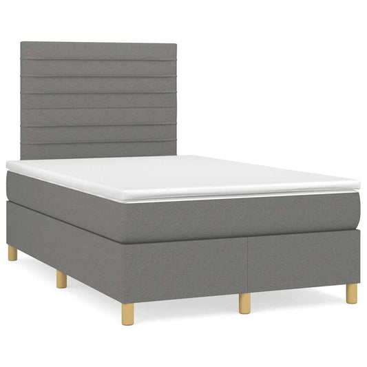 Lit à sommier tapissier avec matelas en tissu gris foncé 120x190 cm