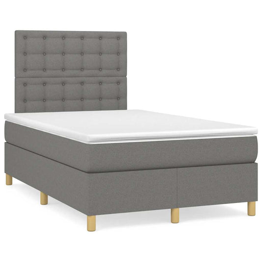 Lit à sommier tapissier avec matelas en tissu gris foncé 120x190 cm