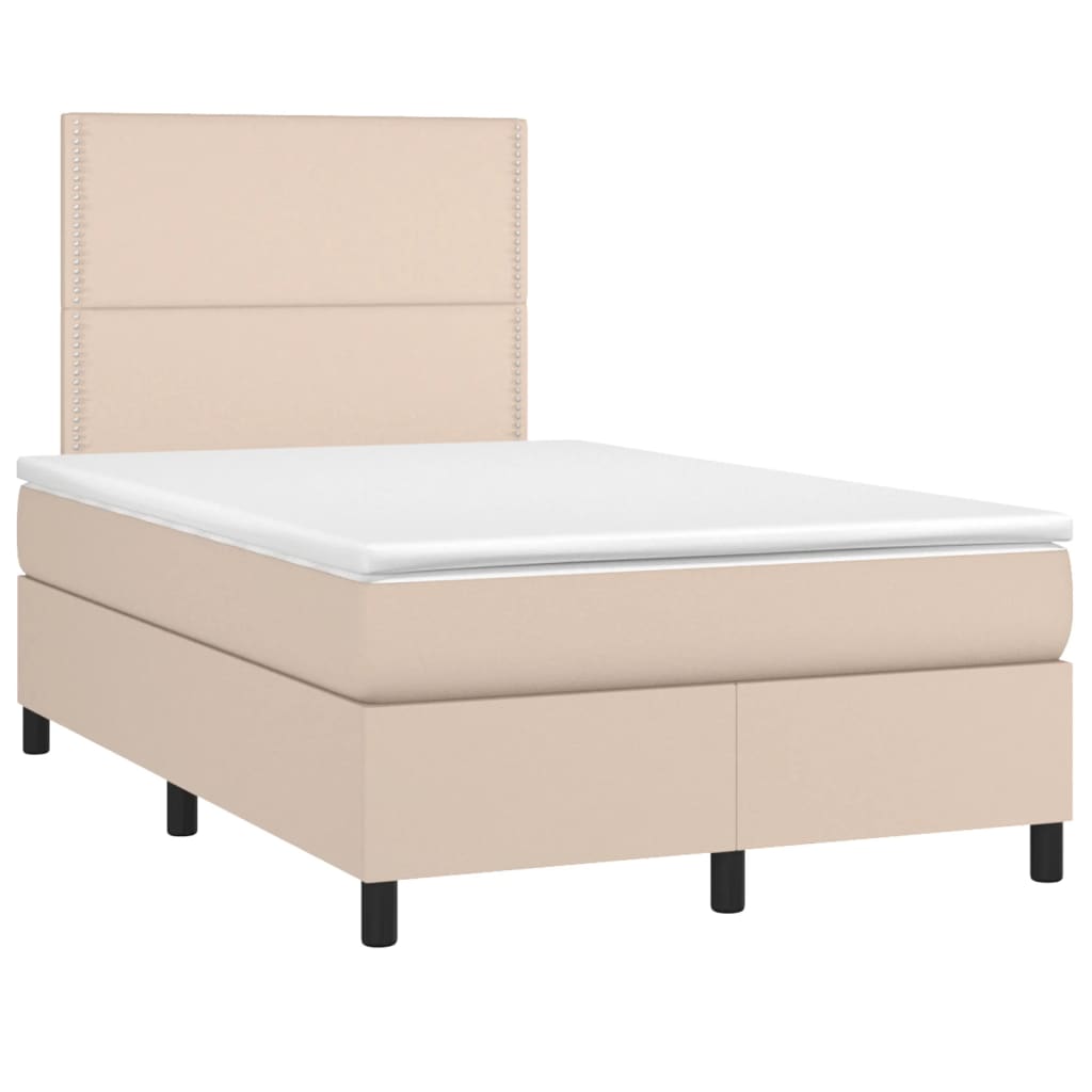 Matelas à sommier tapissier cappuccino-marron 120x190 cm cuir artificiel