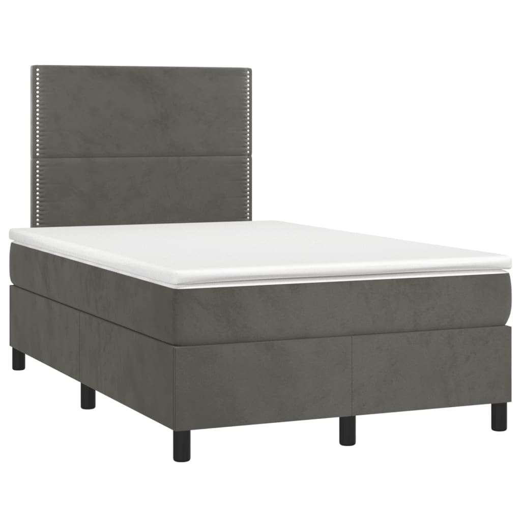 Lit à sommier tapissier avec matelas gris foncé 120x190 cm velours