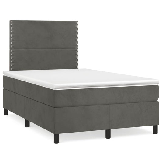 Lit à sommier tapissier avec matelas gris foncé 120x190 cm velours