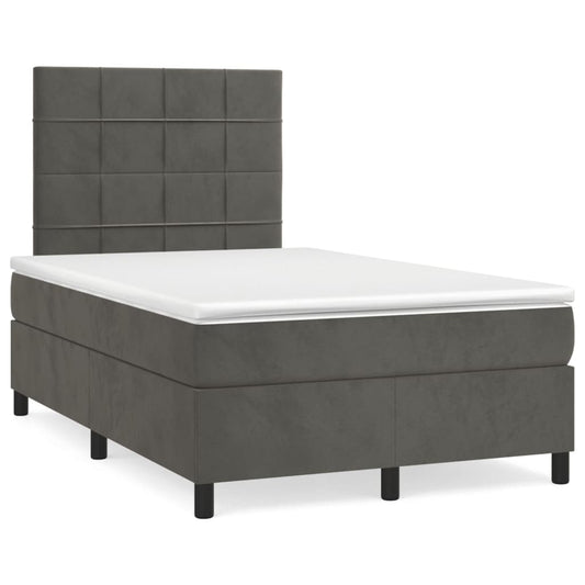 Lit à sommier tapissier avec matelas gris foncé 120x190 cm velours