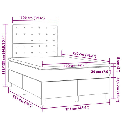 Boxspringbett mit Matratze Hellgrau 120x190 cm Samt