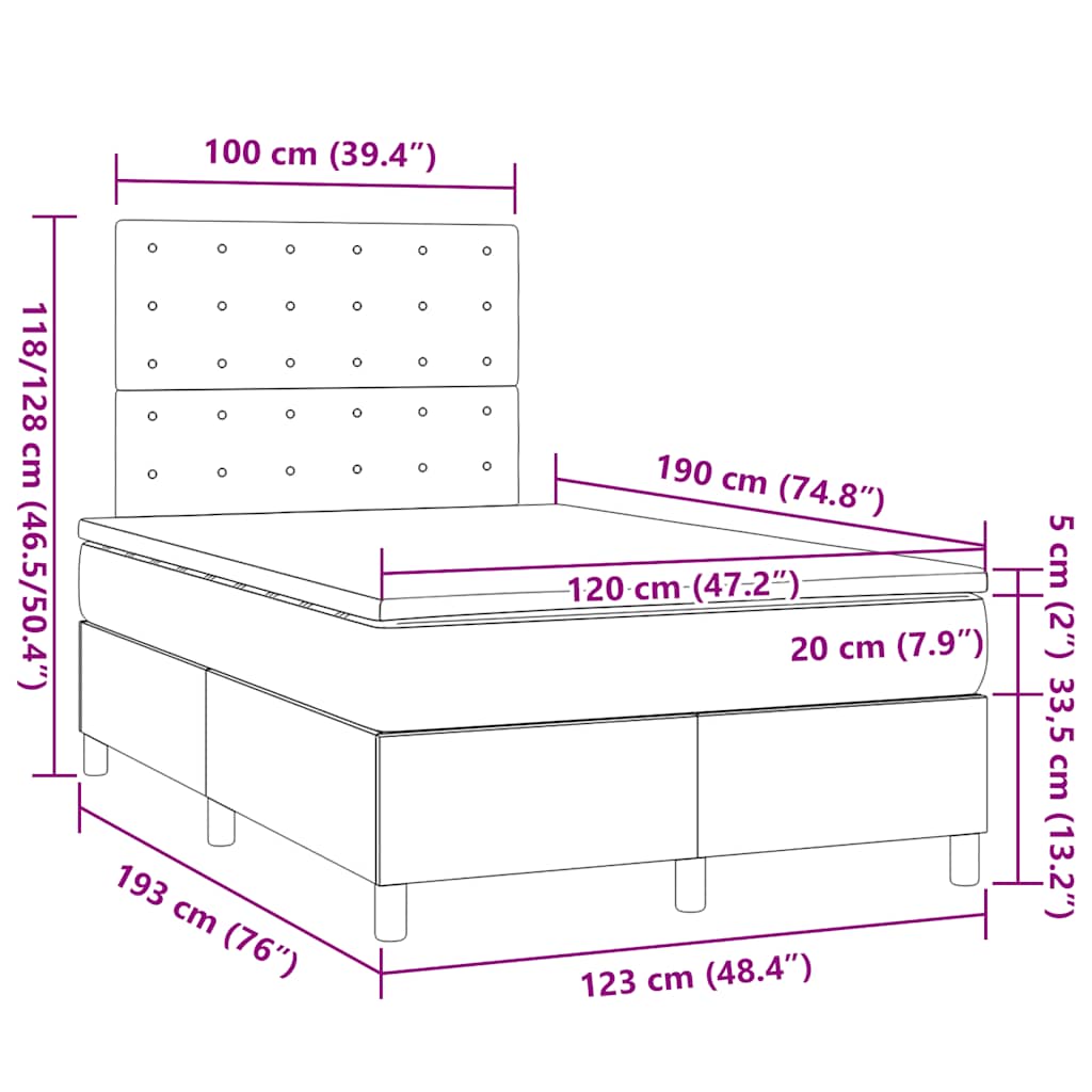 Boxspringbett mit Matratze Rosa 120x190 cm Samt