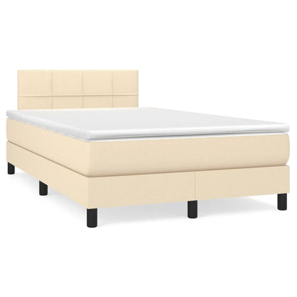 Boxspringbett mit Matratze & LED Creme 120x190 cm Stoff