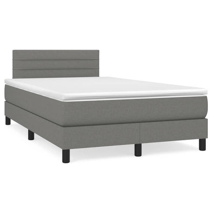 Boxspringbett mit Matratze & LED Dunkelgrau 120x190 cm Stoff