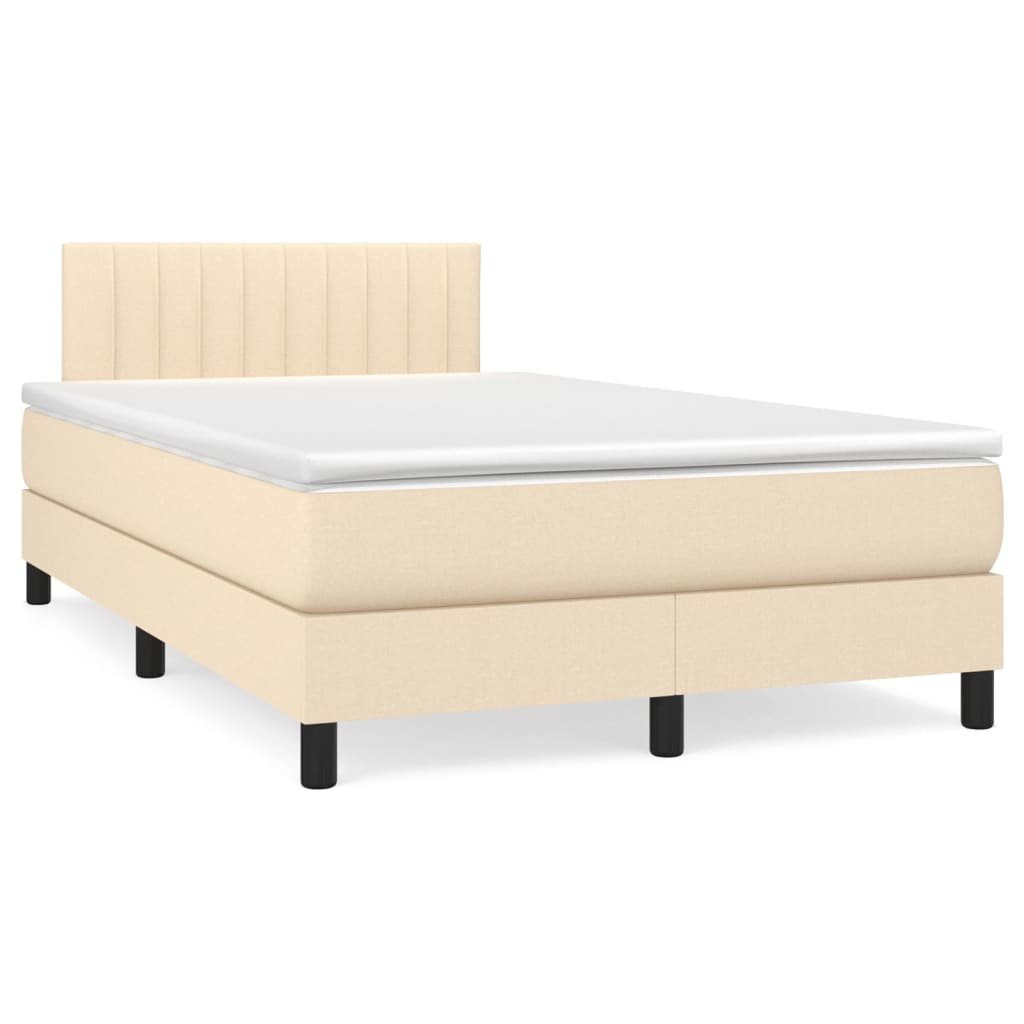 Boxspringbett mit Matratze & LED Creme 120x190 cm Stoff