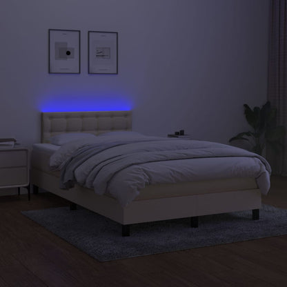 Boxspringbett mit Matratze & LED Creme 120x190 cm Stoff