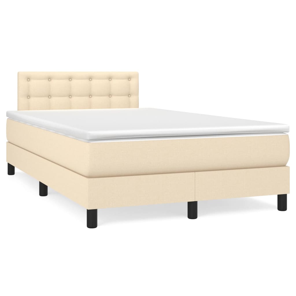 Boxspringbett mit Matratze & LED Creme 120x190 cm Stoff