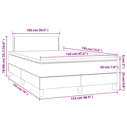 Boxspringbett mit Matratze & LED Dunkelgrau 120x190 cm Stoff